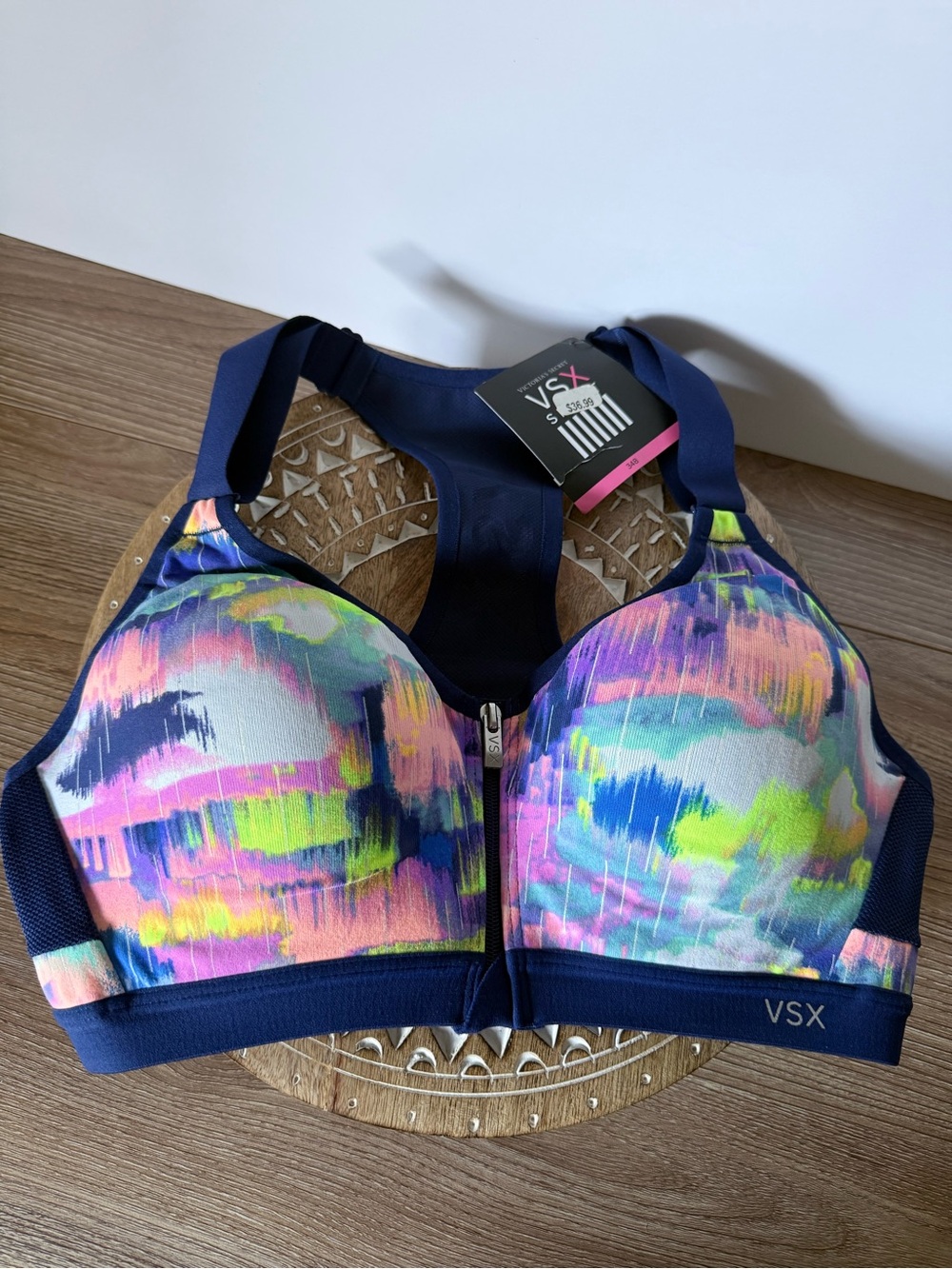 Victoria’s Secret VSX Sport Front Zip Sports Bra 34B Multicolor NW